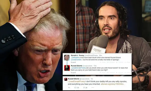 donald trump and russel brand fight