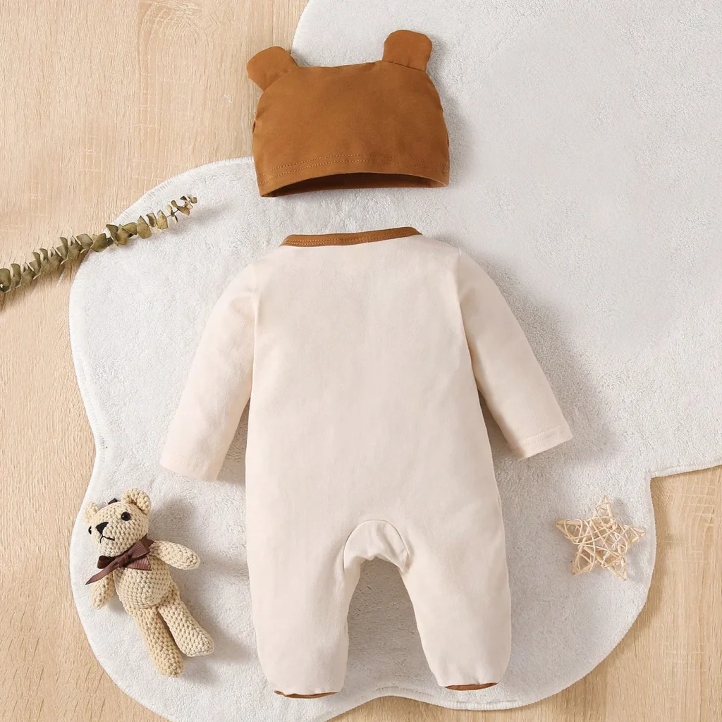 what is the material used for the bear design long-sleeve baby jumpsuit